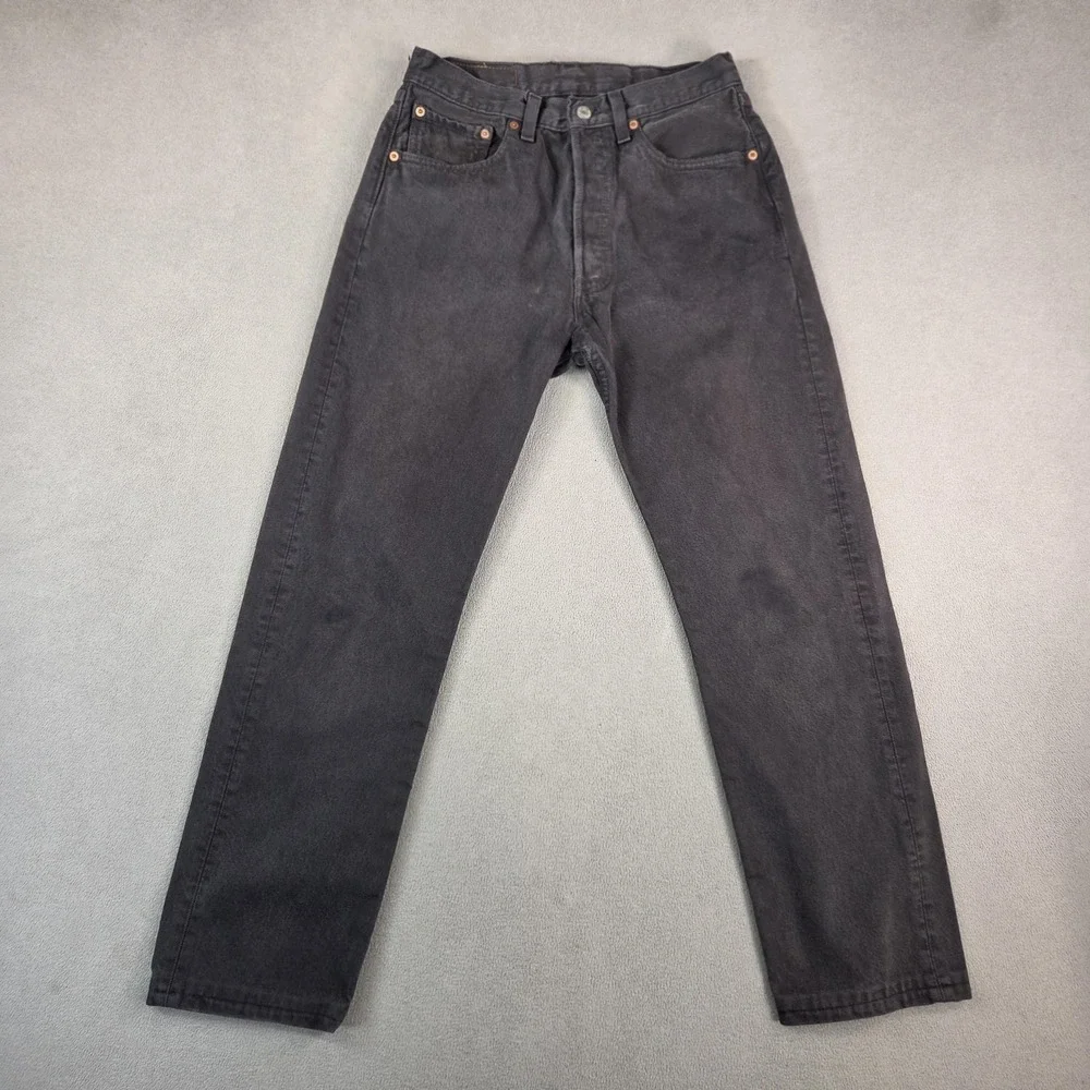 VTG Levis 501 Jeans Mens 31x32‎ (Fits 26x28) Black Denim Button Made In USA 90s